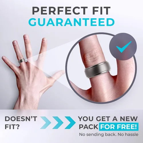 Miniatura 71 de ThunderFit Anillos de boda de silicona para hombre, 0.394 in de ancho y 0.098 in de grosor, paquete múltiple de variedad 1-7