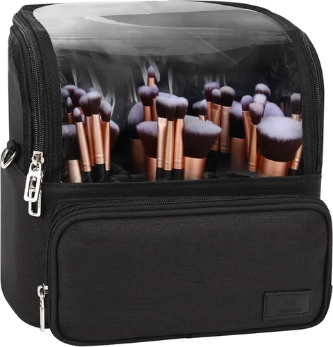 Miniatura 9 de TANTO Estuche para brochas de maquillaje de pie, soporte para brochas de maquillaje, bolsa de cosméticos profesional de viaje, bolsa de Rosa rosado