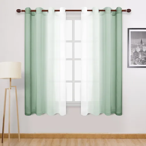Miniatura 27 de DWCN Cortinas Transparentes de Lino Sintético Negro Degradado Ombré - Cortinas Semi Transparentes de Gasa con Ojales en la Parte Superior