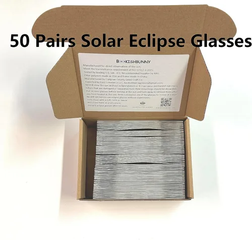 Miniatura 2 de Bookishbunny 50 pares solares de los espectadores del eclipse de las gafas de papel de la visión del sol ISO certificó diversos patrones