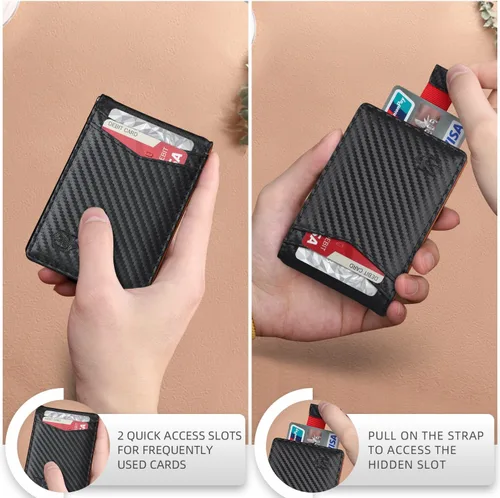 Miniatura 44 de Cartera Zitahli minimalista, delgada, con bolsillo frontal plegable y clip para billetes, bloqueo RFID efectivo y diseño inteligente, para hombre