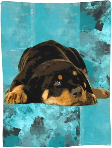 Miniatura 8 de Manta de franela de viaje, linda manta de diseño de animales perezosos de granja y cachorros Rottweiler para una mejor relajación, manta de aire