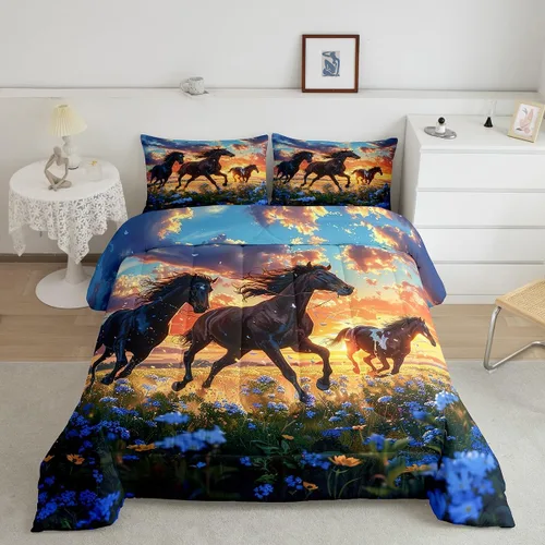 Miniatura 33 de Erosebridal Juego de ropa de cama de oso marrón, juego de edredón de animales de safari en el bosque, acuarela con relleno de edredón de vida