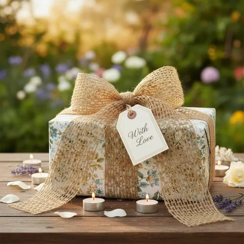 Miniatura 4 de Cinta de malla de arpillera con alambre de 2.5 pulgadas x 10 yardas, color natural para Navidad, decoración de boda, envoltura de regalos