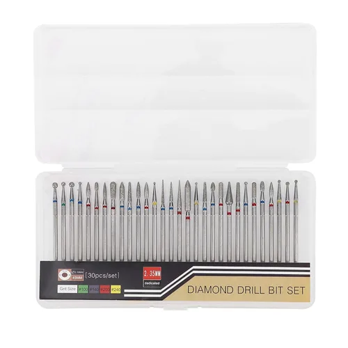 Miniatura 7 de Juego de 30 brocas de uñas, brocas para quitar acrílico o gel duro, brocas de carburo para manicura y pedicura, herramienta de arte de uñas, broca