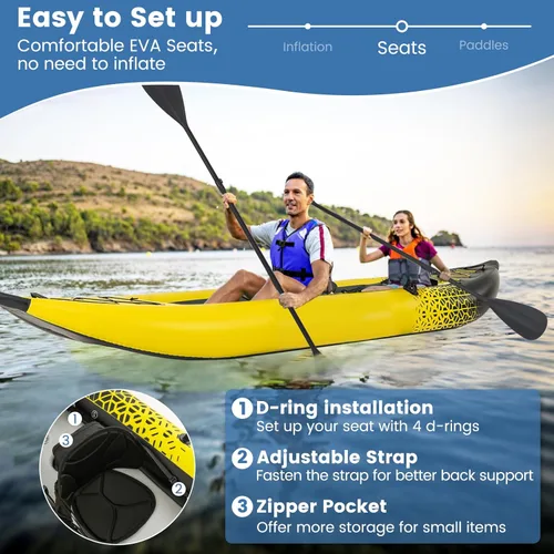 Miniatura 3 de S AFSTAR Kayak inflable, canoa para 2 personas con capacidad de 507 libras, suelo de puntadas, todos los accesorios y bolsa de transporte, kayak