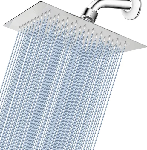 Miniatura 28 de Voolan - Regadera tipo lluvia de metal, cuadrada, de alto flujo, cobertura de cuerpo completo en cascada, montaje universal para techo o pared