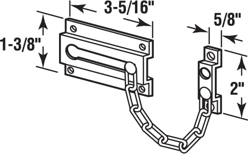 Miniatura 2 de Prime-Line U 9909 - Protector de puerta de cadena para puerta y seguridad del hogar, 3-5/16 pulgadas, construcción de latón macizo y acabado cromado