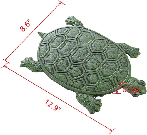Miniatura 3 de MDLUU Paquete de 3 escalones de tortuga, losa de hierro fundido, piedra decorativa de tortuga para pasarela de jardín, cama de flores