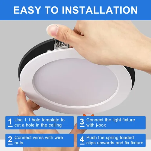Miniatura 8 de Paquete de 40 luces LED empotrables ultrafinas de 4 pulgadas con caja de conexiones -5CCT 2700K/3000K/3500K/4000K/5000K seleccionables, 9W 720LM