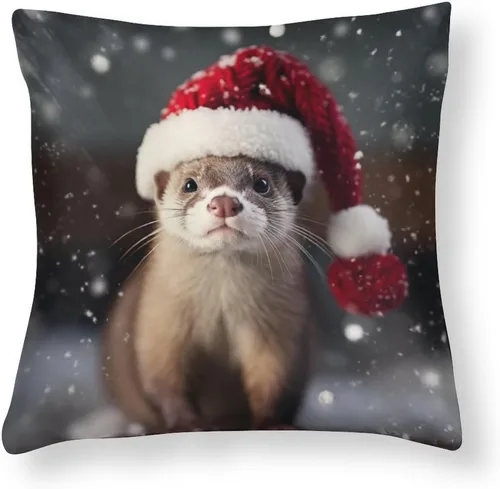 Miniatura 9 de Fundas de almohada de satén, fundas de almohada con sombrero de Papá Noel, fundas de almohada para amantes de los delfines, almohadas con cremallera