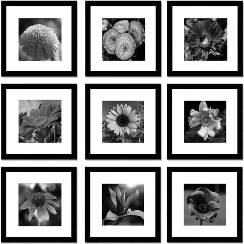 Miniatura 9 de Pojah - Juego de marcos de fotos cuadrados con estera para exhibir fotos de 5x5 o 8x8, vidrio de PVC, para decoración de pared en el hogar u oficina