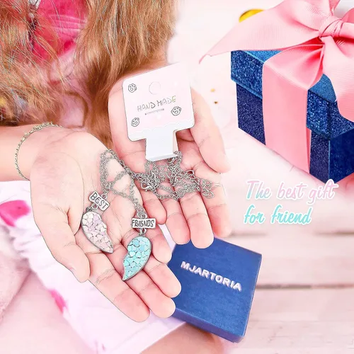 Miniatura 5 de MJartoria Collar BFF para 2 personas Collar con colgante de corazón a juego para mejores amigos para siempre, lindo regalo para el mejor amigo