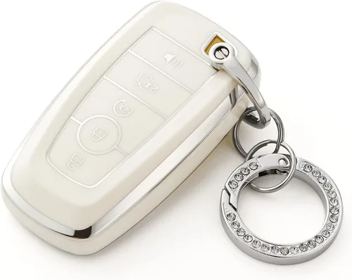 Miniatura 10 de OFFCURVE Funda para llavero de coche compatible con Ford E-Keychain, Dorado Rosa, Moderno