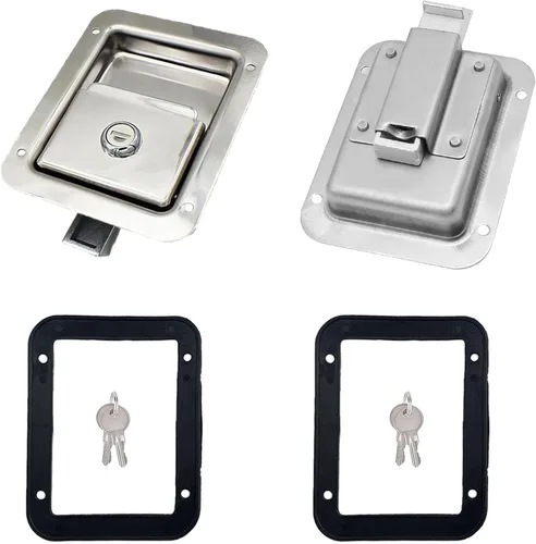 Miniatura 7 de Paquete de 4 Cerraduras de Puerta de Acero Inoxidable Resistentes con Pestillo de Manija de Montaje Empotrado para Caja de Herramientas de Remolque