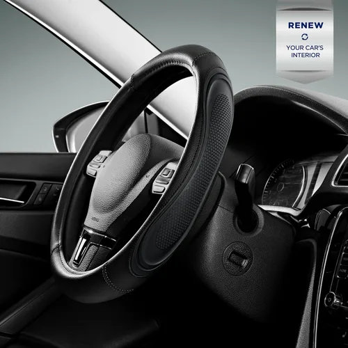Miniatura 8 de Road Comforts Funda para volante de automóvil, funda de cuero de microfibra para volante de 14.5 a 15 pulgadas, antideslizante, para hombres