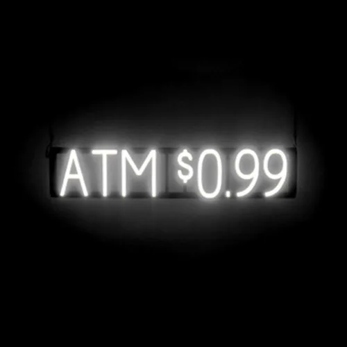 Miniatura 30 de SpellBrite Letrero de cajero automático para negocios Señales relacionadas con cajeros automáticos y EBT con aspecto de neón, luz LED verde 14.6