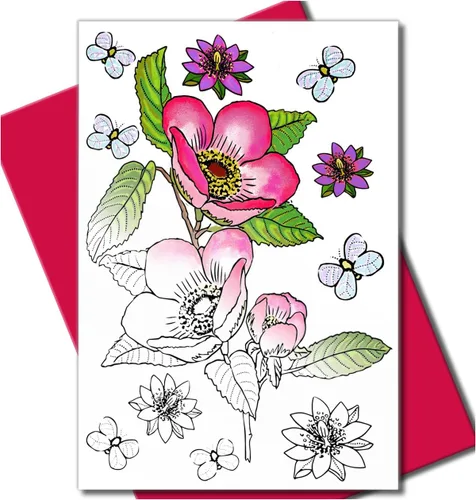 Miniatura 12 de Art Eclect Tarjetas para colorear para adultos, tarjetas de felicitación de mariposa para colorear para cumpleaños, aniversario, agradecimiento