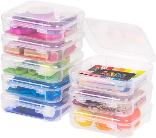 IRIS USA - Paquete de 8 cajas de almacenamiento transparente de plástico para papel de álbumes de recortes de 6" x 6", organizadores portátiles con