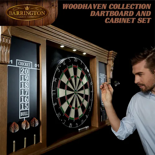 Miniatura 7 de Barrington Official Size Dartboard Multiple Styles Pre-Assembled Pub Style Wood Dartboard Collection