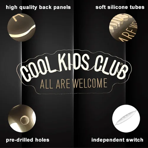 Miniatura 5 de Letrero de neón Cool Kids Club, luz de neón All Are Welcome hecha a mano, luz LED de neón para habitación de bebé, luces de neón USB regulables