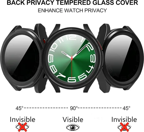 Miniatura 3 de Suoman Paquete de 4+4 fundas para Samsung Galaxy Watch 6 Classic de 1.772 pulgadas (1.850 in), protector de pantalla de privacidad de vidrio