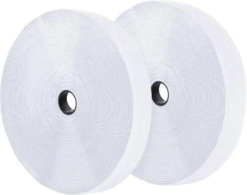 Rollo de Cinta de Velcro Autoadhesiva Blanca de 1 Pulgada x 82 Pies con Respaldo Adhesivo, Tiras de Velcro de Nailon Resistente con Adhesivo, Cinta