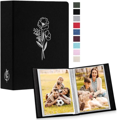 Miniatura 22 de Lanpn - Álbum de fotos autoadhesivo de lino, 40 páginas, álbum de fotos para manualidades, páginas adhesivas magnéticas, contiene fotos de 4 x 6, 7