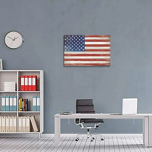 Miniatura 5 de Hardy Gallery Lienzo decorativo para pared, diseño de bandera de Estados Unidos, diseño de estrellas y rayas, para sala de estar, oficina