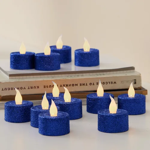 Miniatura 14 de FURORA LIGHTING Velas de Té LED con Purpurina Dorada Champaign, Paquete de 12, Velas de Té Parpadeantes Sin Llama para Decoración del Hogar, Oro