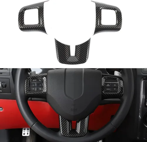 Miniatura 9 de Linskip Moldura para volante compatible con Dodge Challenger/Charger/Durango/Dart 2009-2014 y Journey 2013-2022, funda para volante para accesorios