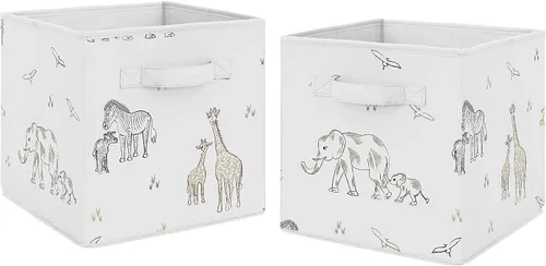 Miniatura 5 de Sweet Jojo Designs Juego de 2 cubos de almacenamiento plegables de tela (dinosaurio de acuarela de dinosaurio) para niños, bebés, niños, cajas