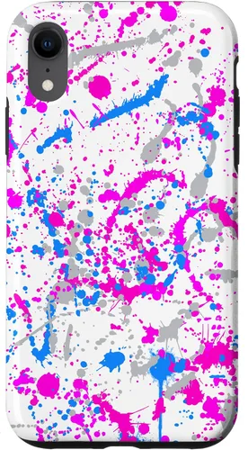Miniatura 25 de iPhone 16 Rosa + Azul + Gris Blanco Patrón de salpicaduras de pintura