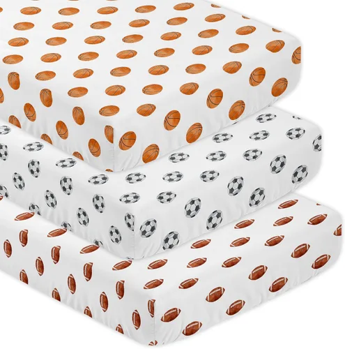 Miniatura 18 de Sweet Jojo Designs Sábana bajera ajustable para cuna (tema deportivo vintage) para niños, recién nacidos/bebés, patios de juegos, cunas portátiles