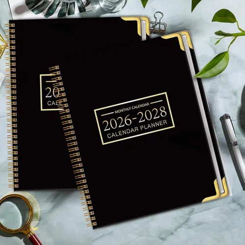 Miniatura 6 de Agenda mensual 2026-2028, tapa dura con esquina de metal, calendario de 3 años, calendario 2026-2027-2028, de enero de 2026 a diciembre de 2028, 9 x