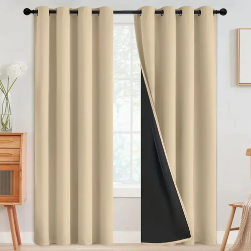 Miniatura 96 de SimpleHome - Cortinas opacas 100% para recámara, cortinas de ventana con ojales beige, con aislamiento térmico, cortinas de oscurecimiento
