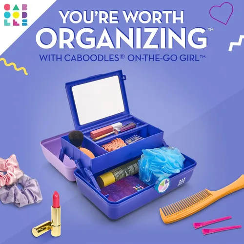 Miniatura 2 de Caboodles Caja de Maquillaje Portátil para Niñas, Lila de Dos Tonos sobre Cobalto, Caja Organizadora de Maquillaje de Plástico Duro, Espejo