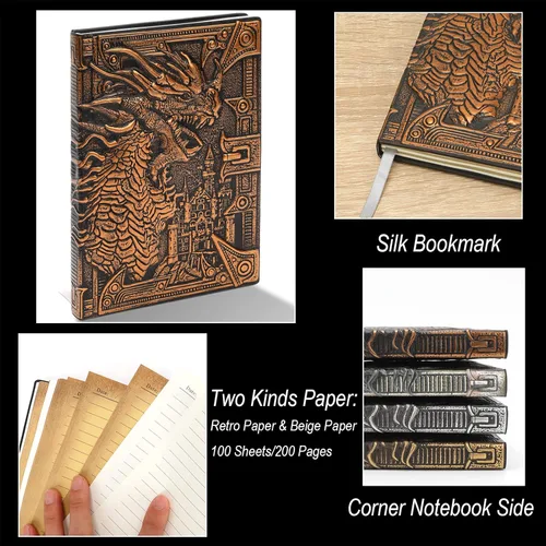 Miniatura 3 de Cuaderno de escritura de 3D Dragón DND, libro de cuero de fantasía D&D para regalos de Dungeons and Dragons, accesorios para amantes de RPG Nerdy DM