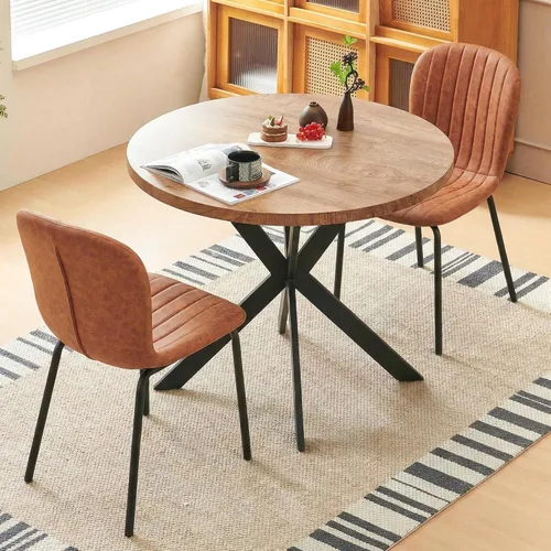 Juego de Mesa de Comedor Redonda de 37 Pulgadas para 4, Moderno Juego de Café de Cocina de Círculo Pequeño para Apartamento, Sala de Estar, Oficina,