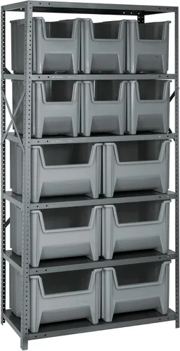 Miniatura 230 de Quantum QSBU-245BK Heavy Duty Shelving Unit with (7) Shelves and (24) QUS245 Black Bins for Garage Warehouse Storage Distribution 400 lb Load