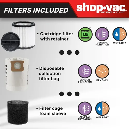 Miniatura 4 de Shop-Vac 5871205 Aspiradora con bomba de agua en seco y húmedo de 12 galones con bomba de agua incorporada, 5.0 CV pico, 2.5 pulgadas de diámetro x