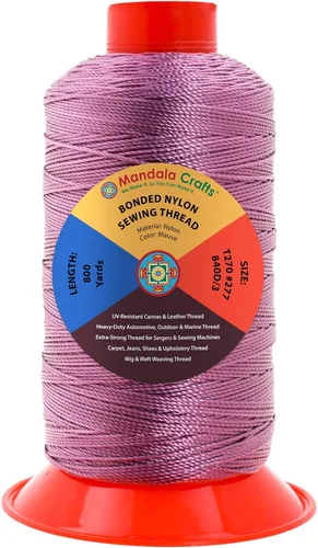 Miniatura 381 de Mandala Crafts - Hilo de nailon para coser cuero, tapicería, mezclilla y para trenzar el pelo; resistente, 1500 yardas, tamaño 69 T70 Marrón