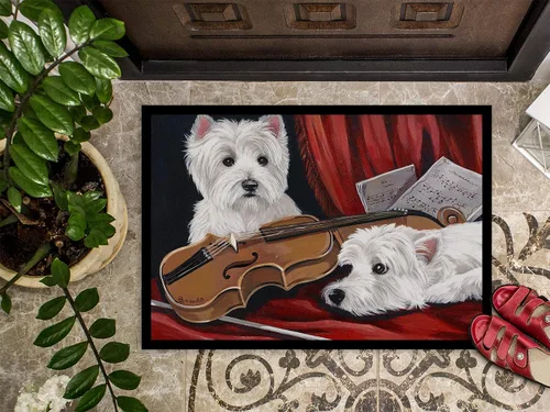 Miniatura 2 de Caroline's Treasures PPP3279MAT Westie Fiddlers - Felpudo de 18 x 27 pulgadas, tapete para puerta delantera, interior y exterior, para entrada