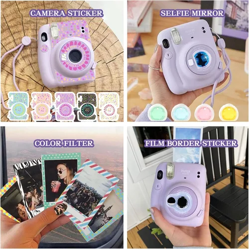 Miniatura 4 de Mini 11 accesorios para cámara instantánea Fujifilm Instax Mini 11 incluye funda, filtros de color, álbum de fotos, marcos de 2 x 3, lente selfie