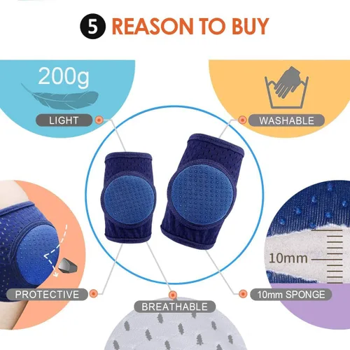 Miniatura 3 de SOFTMED - Rodilleras para gatear y gatear, rodilleras para bebé, ajustables, antideslizantes, transpirables para gatear niños pequeños (3 pares)