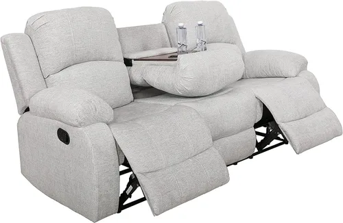 Miniatura 8 de Juego de muebles de sala de estar de cuero reconstituido con sofá reclinable, juego de sofá reclinable, silla de dos cuerpos, juegos de muebles