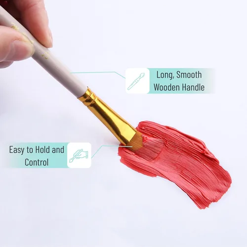 Miniatura 5 de Mr. Pen - Pinceles de artista para pintura acrílica, 10 piezas, mango ergonómico de madera beige, cerdas sintéticas en diferentes tamaños y formas