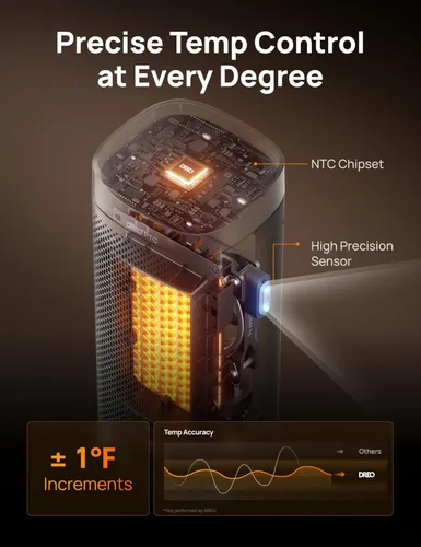 Miniatura 4 de DREO Calentadores de espacio para uso en interiores, calentadores portátiles de calentamiento rápido con control remoto, gran cerámica PTC eléctrica
