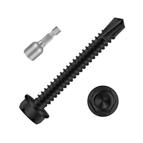 Miniatura 11 de Mellewell Tornillos autoperforantes con cabeza hexagonal de 1/2 pulgada, tornillos de chapa autoperforantes, acero inoxidable 410, 100