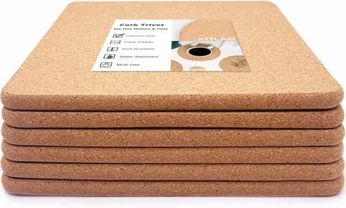 Miniatura 9 de Salvamanteles de corcho, salvamanteles de corcho grueso de partículas finas de alta densidad para platos calientes, posavasos resistente al calor